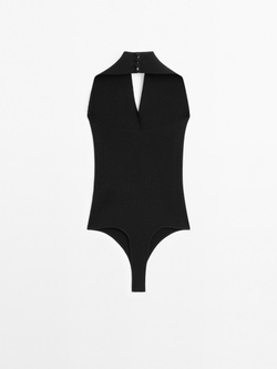Massimo Dutti Трикотажное боди с V-образным вырезом - Studio, черный