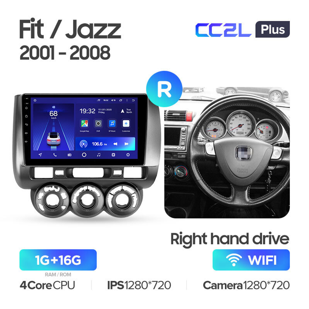 Teyes CC2L Plus 9" для Honda Fit, Jazz 2001-2008 (прав)