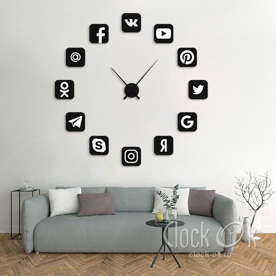 Настенные 3D часы Социальные сети