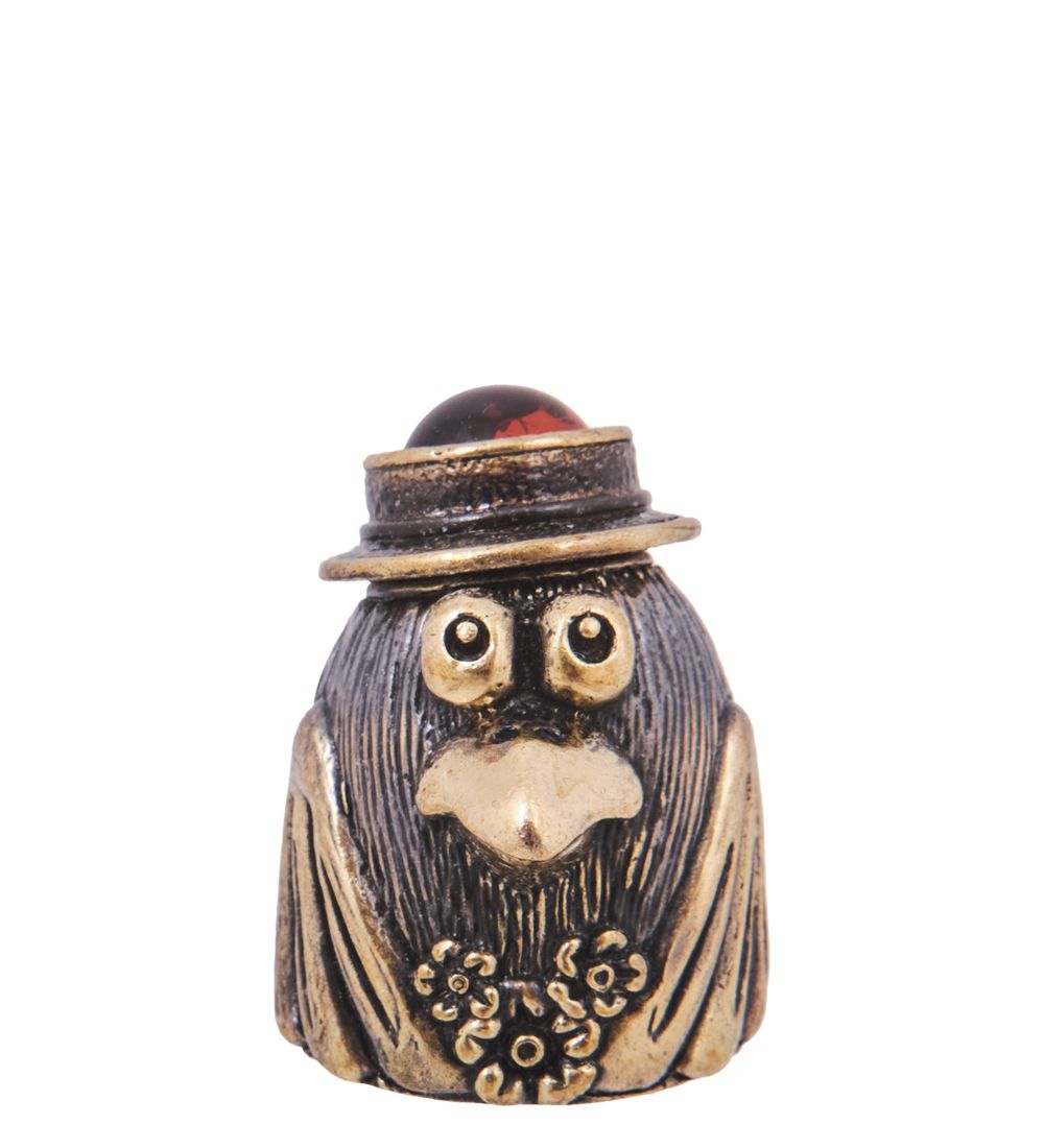 AM-4202 Наперсток «Ворона Каркуша» (латунь, янтарь)