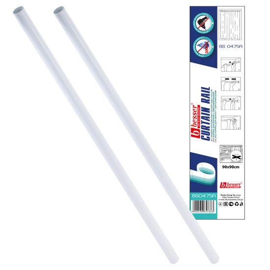 Карниз для ванной угловой Г-образный 90х90 см. Besser BS 0475A