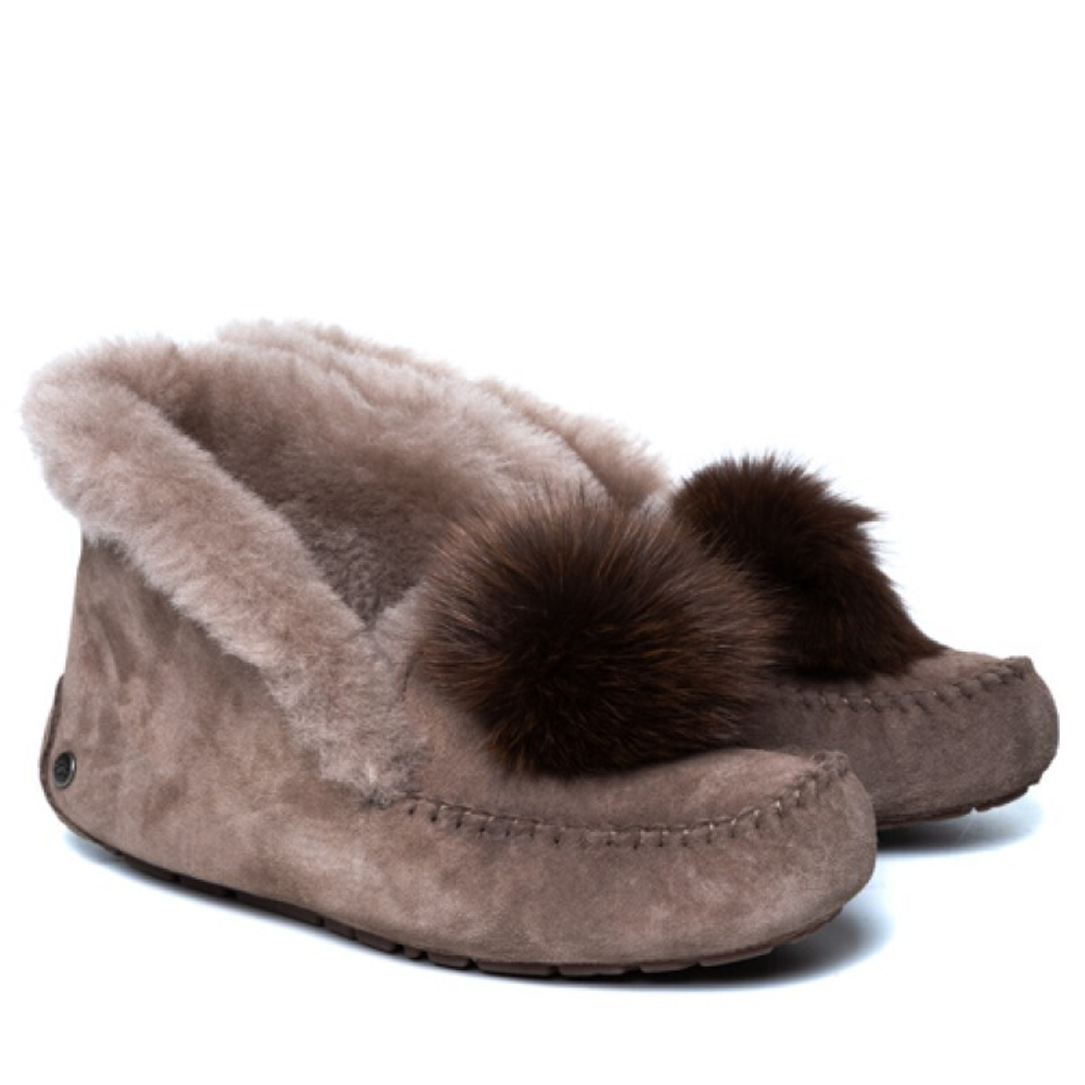 Мокасины Alena Pom Pom Chocolate