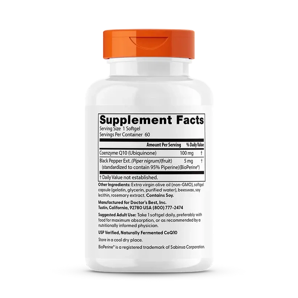 High Absorption CoQ10 with BioPerine 100 мг 60 мягких капсул Doctors Best