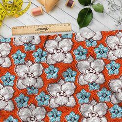 Ткань дюспо белые цветы с голубыми