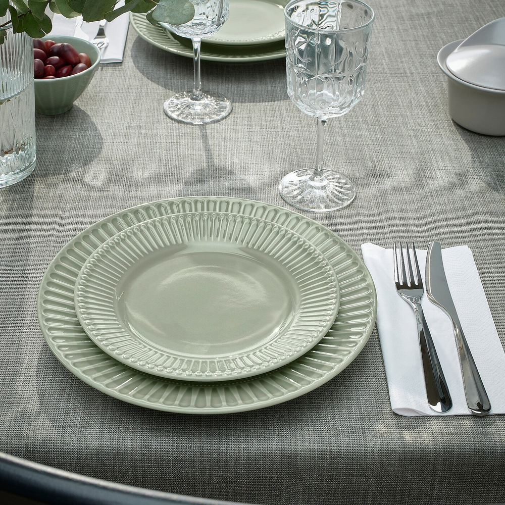 IKEA STRIMMIG  (ИКЕА СТРИММИГ)  -  Тарелка, керамогранит бледно-серо-зеленого цвета, 21 см