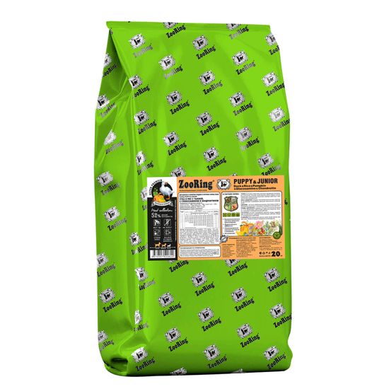 ZooRing Puppy&Junior Утка и рис с тыквой, с глюкозамином и хондроитином 20 кг