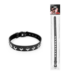 Черный ошейник с серебристыми ромбиками (Цвет: черный с серебристым)