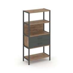 Shelf System Односекционный стеллаж четырехярусный с ящиками SN.STM-412 Дуб Табак/Антрацит/Металл Ан