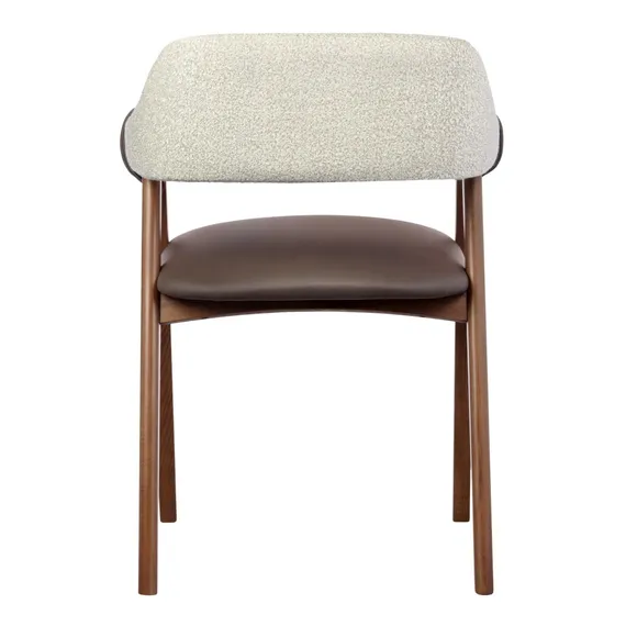 Стул Heron, орех, бежевое букле, коричневая экокожа