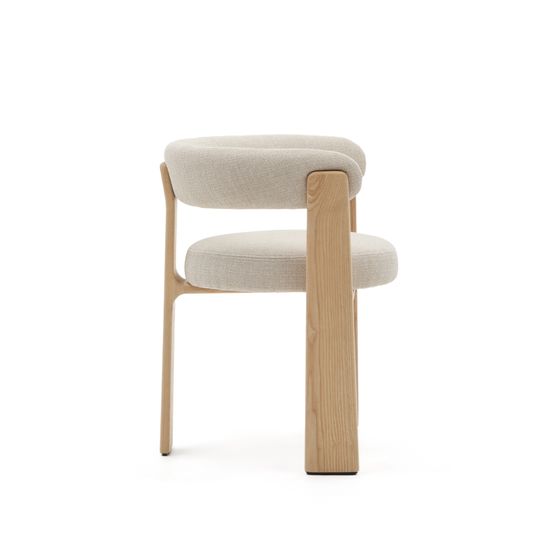 Granite Стул на 3 ножках из бежевого шенилла и массива ясеня в натуральной отделке Испания La Forma