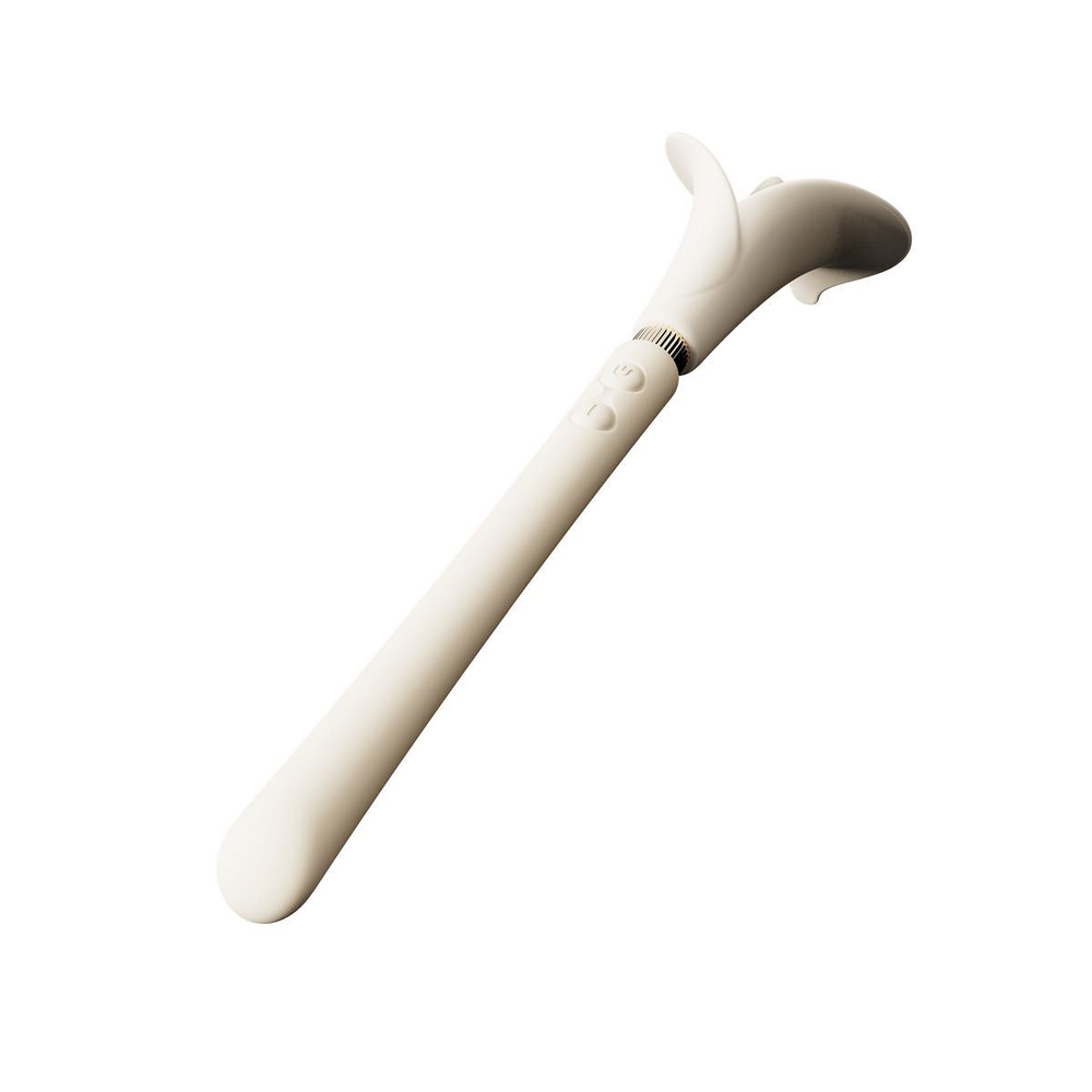 Бежевый двусторонний вибромассажёр Calla (Цвет: бежевый)