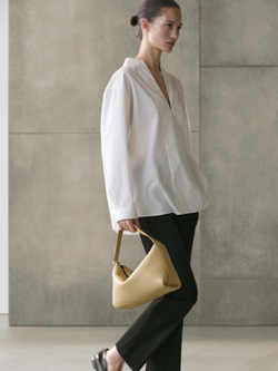 Massimo Dutti Рубашка из поплина с декоративными деталями на груди, белый