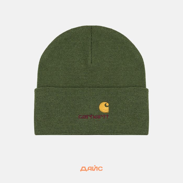 Шапка Carhartt WIP American Script Beanie  артикул:I034235_tarragon - купить в магазине Дайс