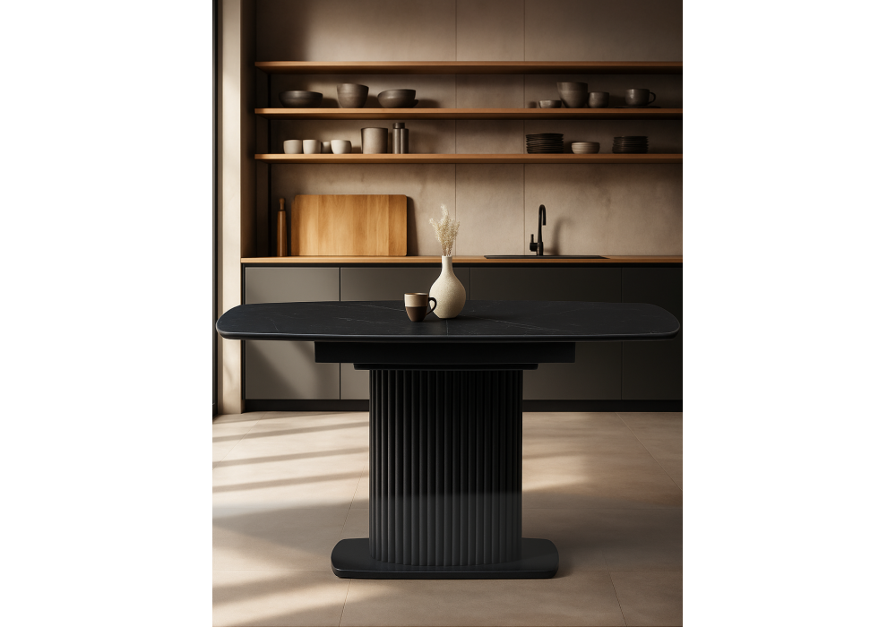 Керамический стол Woodville Фестер 140(180)х80 черный мрамор shakespeare black, черный