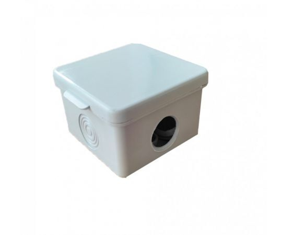 Распаечная коробка УРАЛ ПАК открытой проводки 65х65х50мм с гермовводами, 4 входа, индивидуальный штрих-код, IP54 КО-51017065-150-i