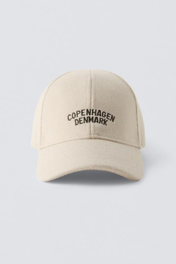 ZARA КЕПКА ИЗ ФЕТРА С ВЫШИТОЙ НАДПИСЬЮ, ПЕСОЧНЫЙ