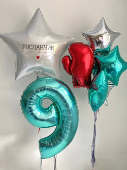 Воздушные шары для сына перчатки боксерские бирюза/белый/красный №3275