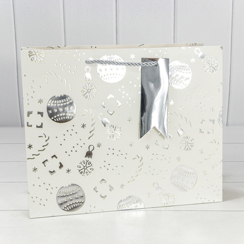 Пакет подарочный 32 х 26 х 13 см "Новый год" (Белый)