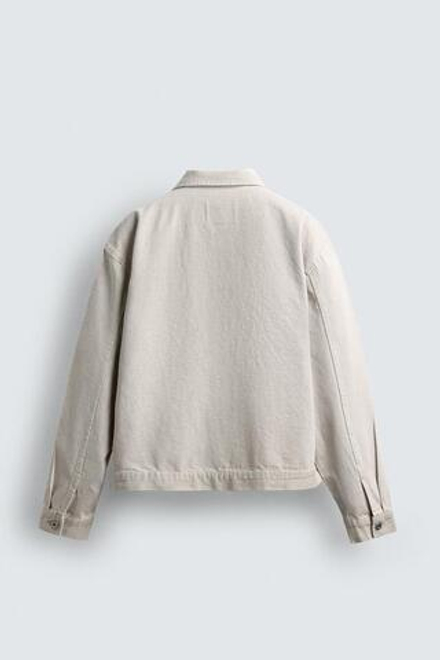 ZARA ДЖИНСОВАЯ КУРТКА СВОБОДНОГО КРОЯ, СВЕТЛО-СЕРЫЙ