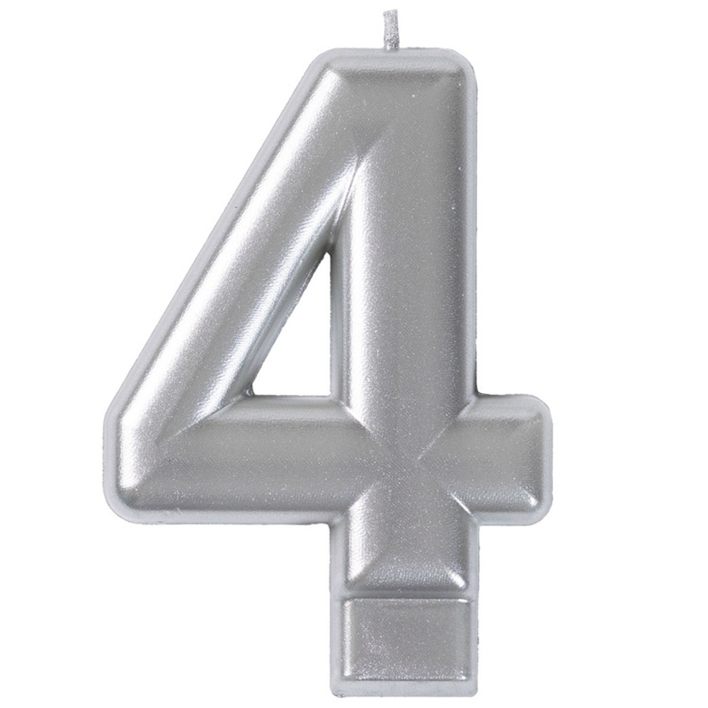 Свечи-цифры на торт в серебряном цвете 8 см