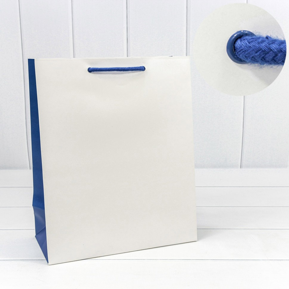 Пакет подарочный 26х32х13см Премиум (Белый, Синий)