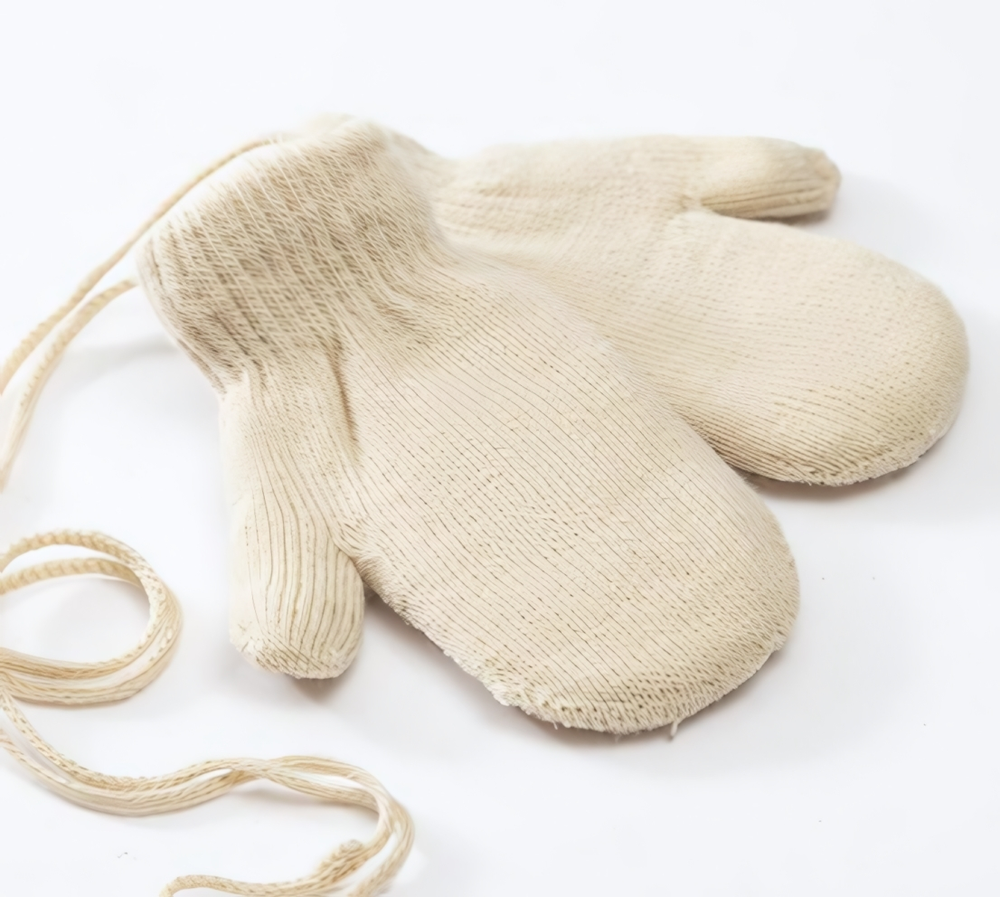 Варежки двухслойные "Однотонные", бежевый, р-р 14 (4-5 лет) 5133438, 1 шт.