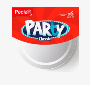 Тарелка Paclan Party пластиковая белая 230 мм 6 шт