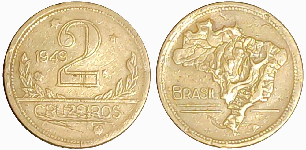 Бразилия 2 крузейро, 1942 - 1956 Карта F
