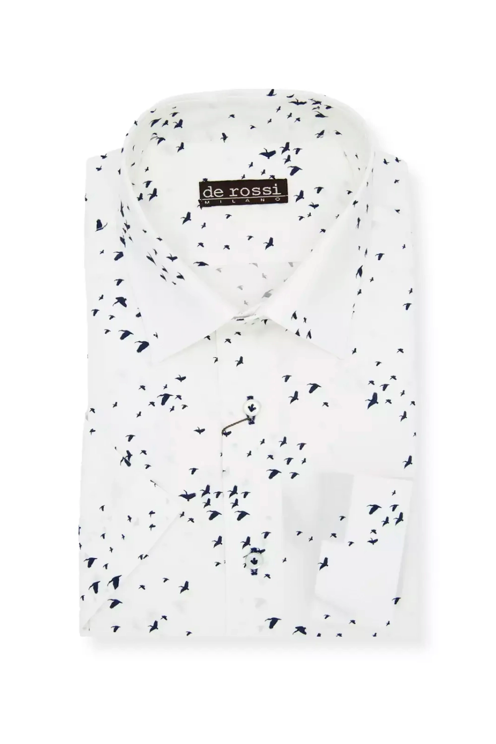 Рубашка белая с коротким рукавом «Птицы»