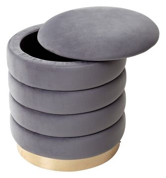 Пуф для гостиной ФРЕД серый #27, велюр / золотой каркас