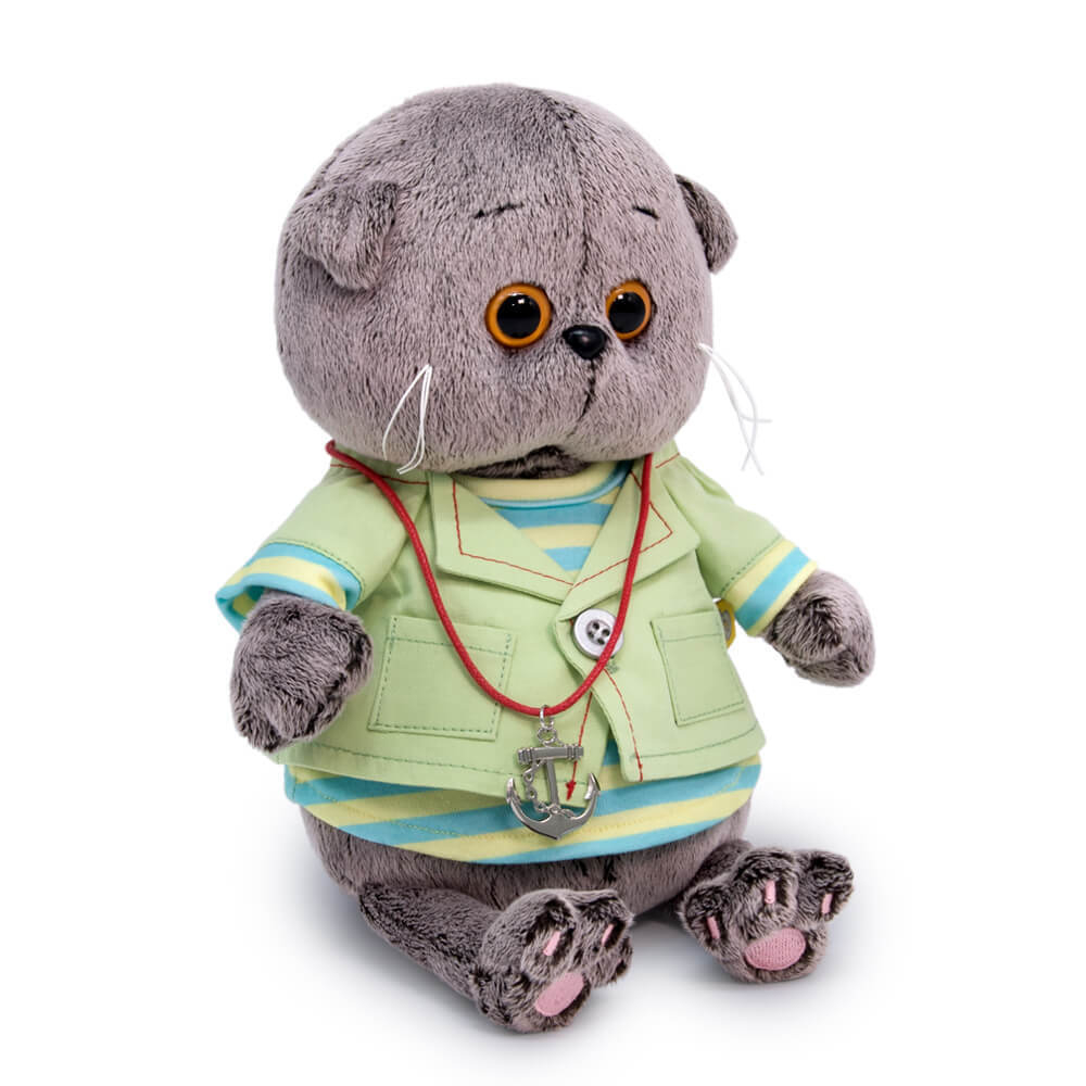 BUDI BASA Котик Басик BABY в морском костюме - 20 см в положении сидя