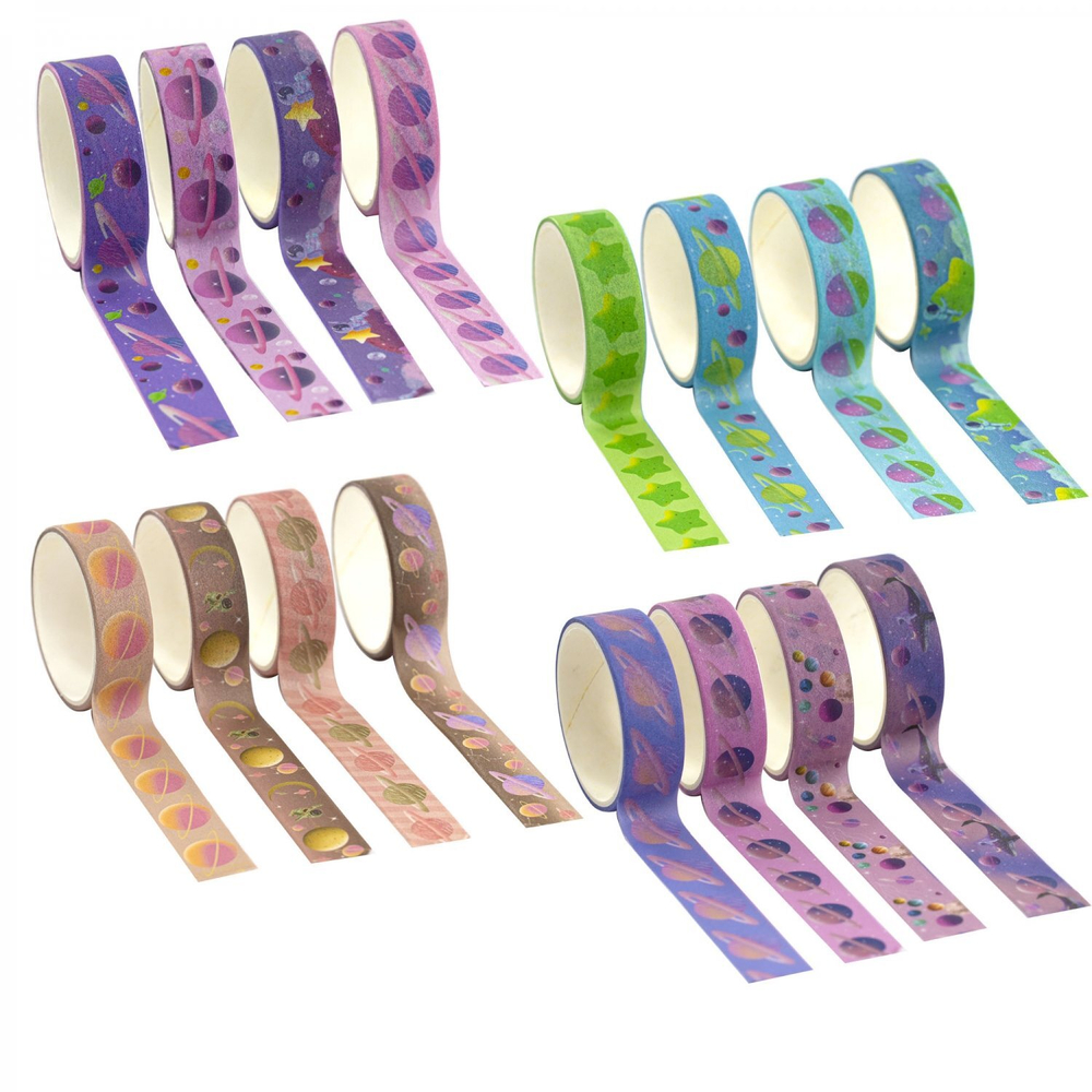 Декоративная клейкая лента Alingar, 1,5 мм х 2 м, 4 шт, "Космос", асcорти, в индивидуальной упаковке, шоу-бокс