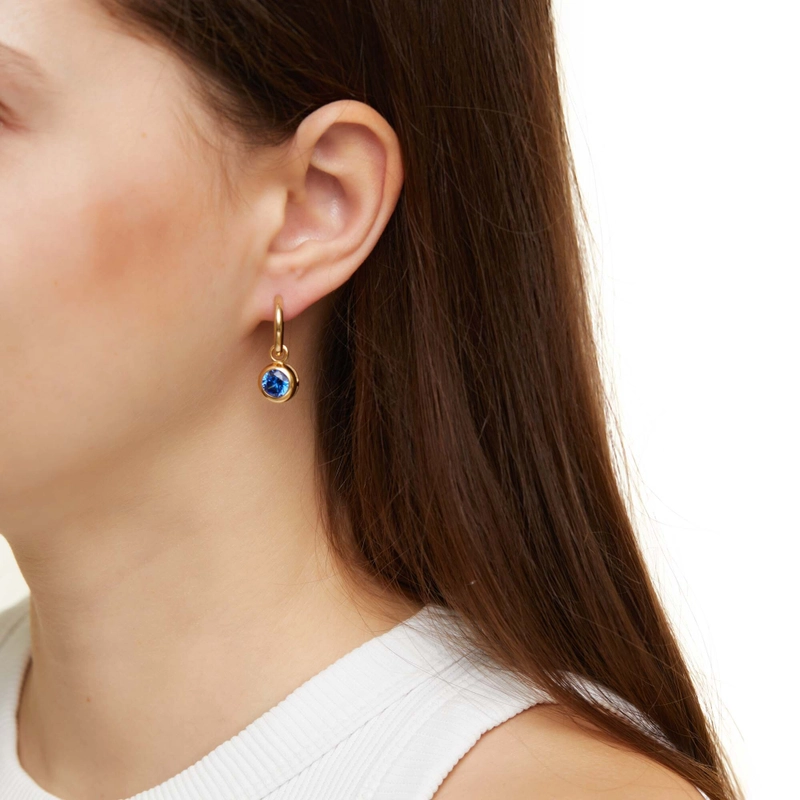 Серьги с Круглой Подвеской – Сапфир