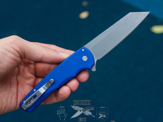 Складной нож Pro-Tech Malibu 5201-BLUE c клинком из стали CPM-20CV, рукоять алюминий