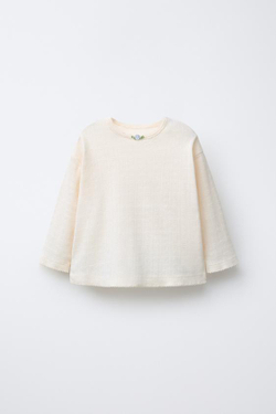 ZARA ЛОНГСЛИВ С АЖУРНЫМ УЗОРОМ «СЕРДЦА», ЭКРЮ