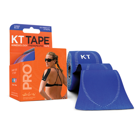 Кинезиотейп KT Tape PRO, Синтетическая основа, 20 полосок 25х5см, преднарезанный, цвет Sonic Blue