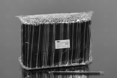 Трубочки коктейльные черные прямые в индивидуальной упаковке, 500 шт/упак