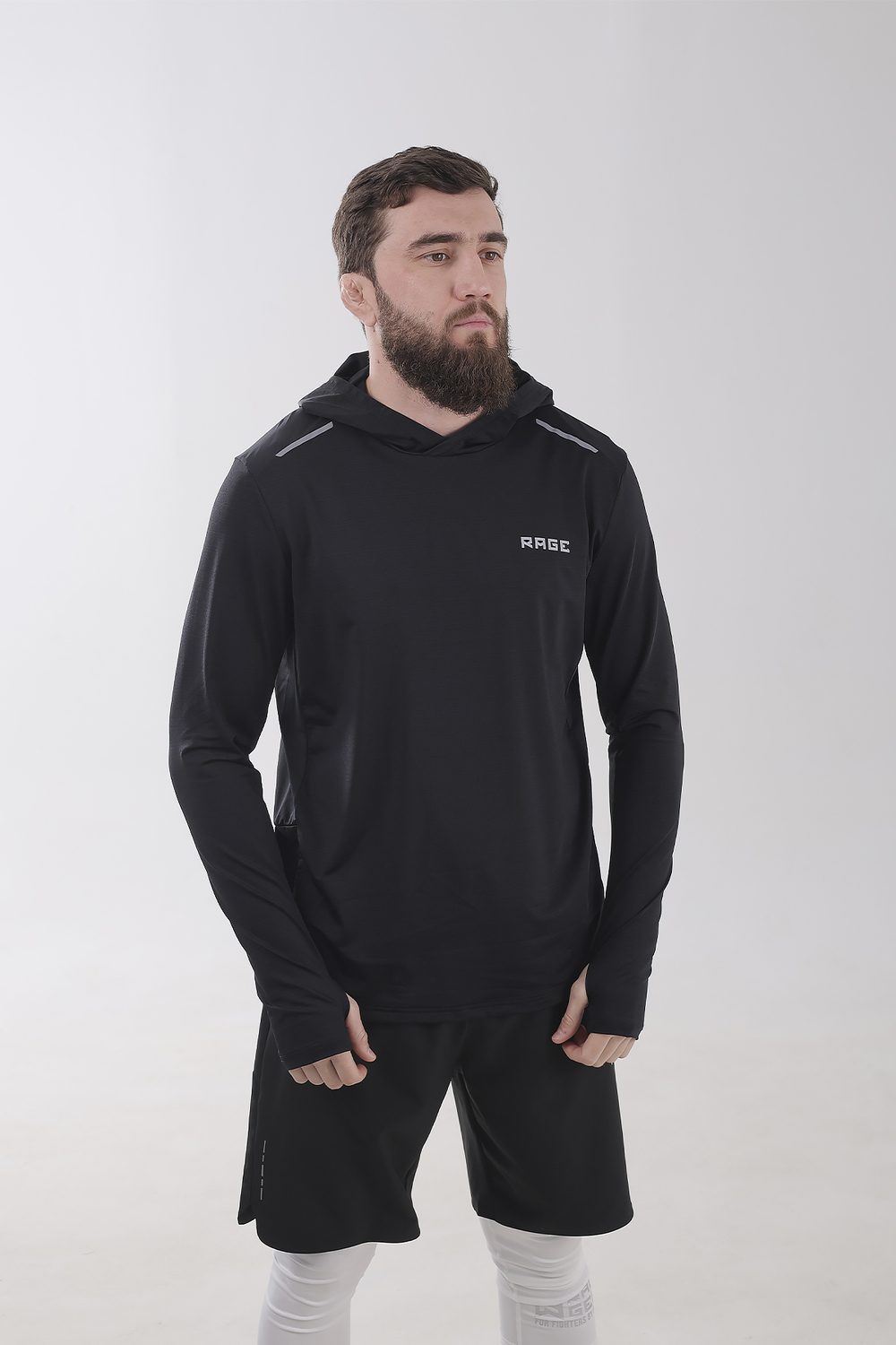 Лонгслив с капюшоном Rage black арт. HY26504