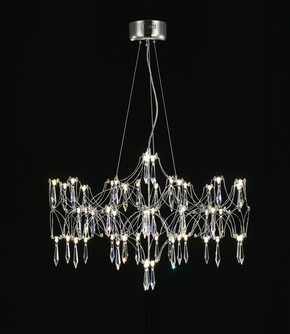 Подвесная люстра светодиодная с пультом и хрустальными подвесками Asfour MyFar Ileria MR2651-57P-76AP