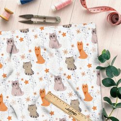 Ткань муслин коты мультяшные