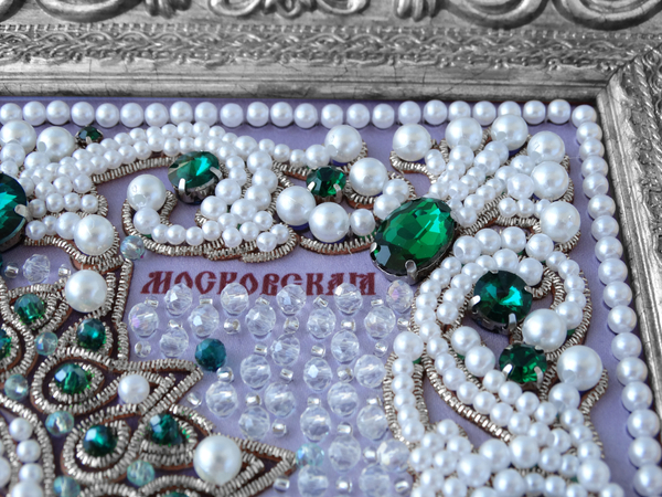 ЖС-7-СИ Набор для вышивания хрустальными камнями Матрона Московская (изумрудный)