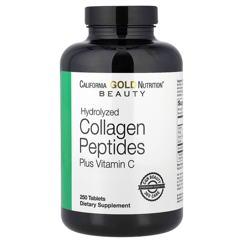 California Gold Nutrition, пептиды гидролизованного коллагена I и III типов с витамином C, 250 таблеток
