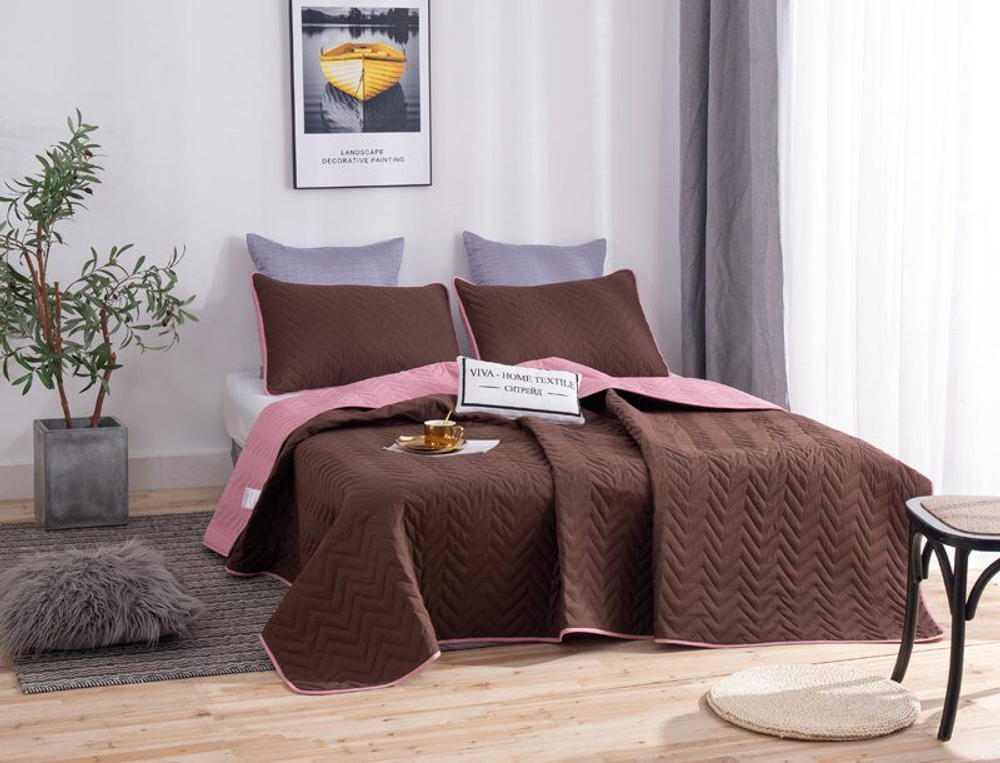 Покрывало однотонное двустороннее с наволочками ODP009