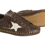Женские Golden Goose Superstar in Brown Leather with Cream Suede Star and Studs