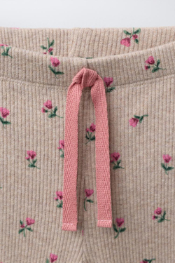 ZARA КОМПЛЕКТ ИЗ ФУТБОЛКИ И РАСКЛЕШЕННЫХ ЛЕГИНСОВ ИЗ МЯГКОЙ ТКАНИ, ПЕСОЧНЫЙ МЕЛАНЖ