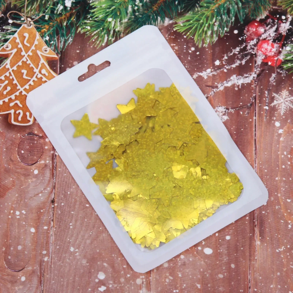 Конфетти «Звездочки галограмма» 15 г (2 см), Золото
