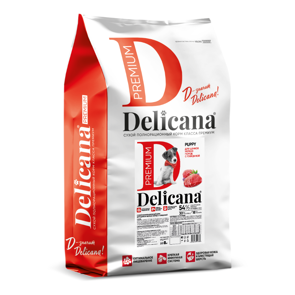 Delicana корм сухой для щенков мелких пород говядина