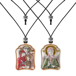 Св. Семейство-Матрона, подвеска 2хсторонняя, эмаль 30х40