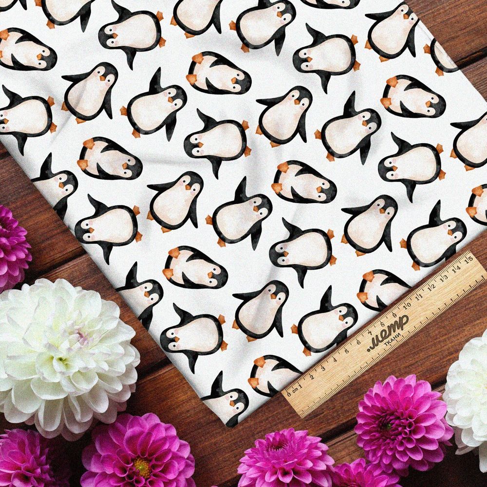 Ткань флис пингвины