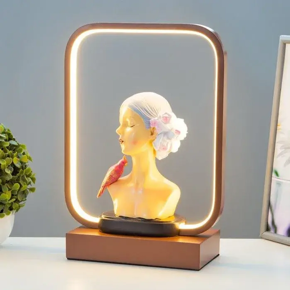 Настольная лампа "Девушка" LED 15Вт коричневый 24х10х34 см RISALUX